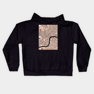 London Map Pattern in Soft Pink Pastels Kids Hoodie